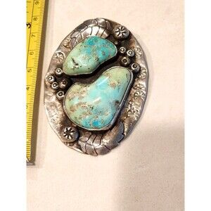 Huge 3" Turquoise Old Pawn Native American Pendant